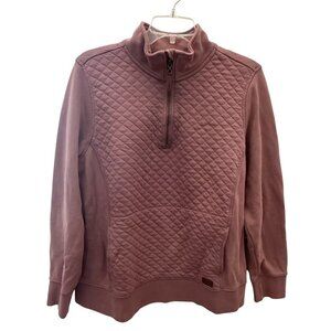 L.L. Bean Women's Quilted Half-Zip Sweatshirt in Mauve